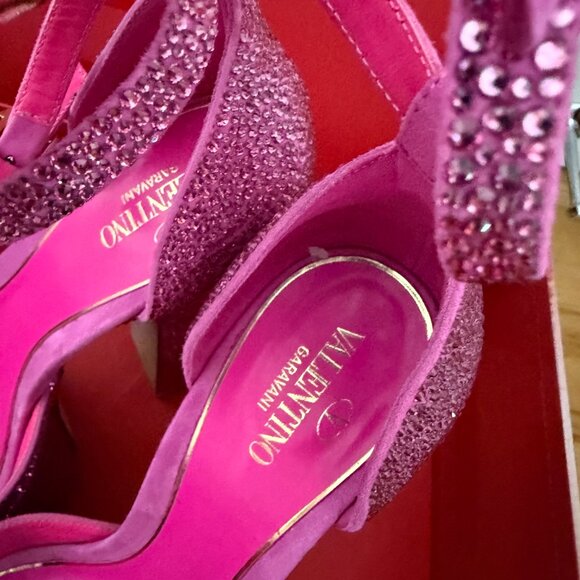 NWT Valentino Garavani Ankle Strap Platform Pumps Crystal-embellished Pink 39.5 - Picture 12 of 15
